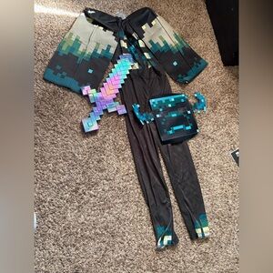 Minecraft Boy Costume Size Large 10-12 with Sword